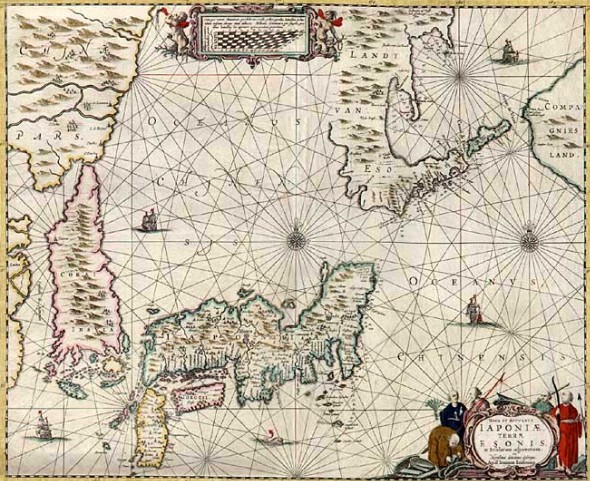 Карта Японии, Кореи и Японского моря. Середина XVII в.